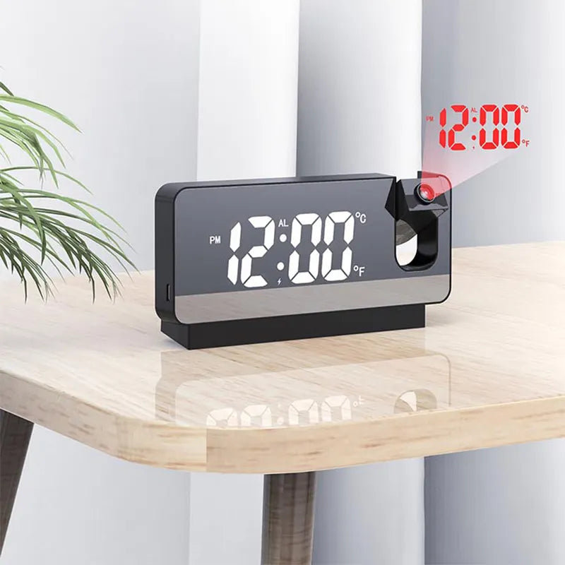 Projection Alarm ClockDigital Clock with 180 Rotatable ProjectorLarge LED DisplayDateTemperatureClock for Your Bedroom Image 3