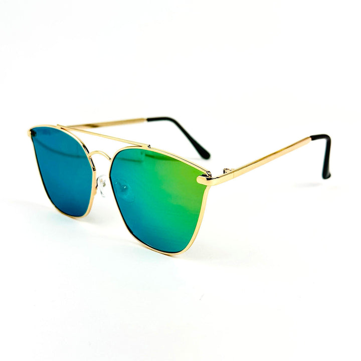 Lux Golden Metal Frame Colorful Mirror Sunglasses UV400 Lens Fashion SunGlasses Image 3