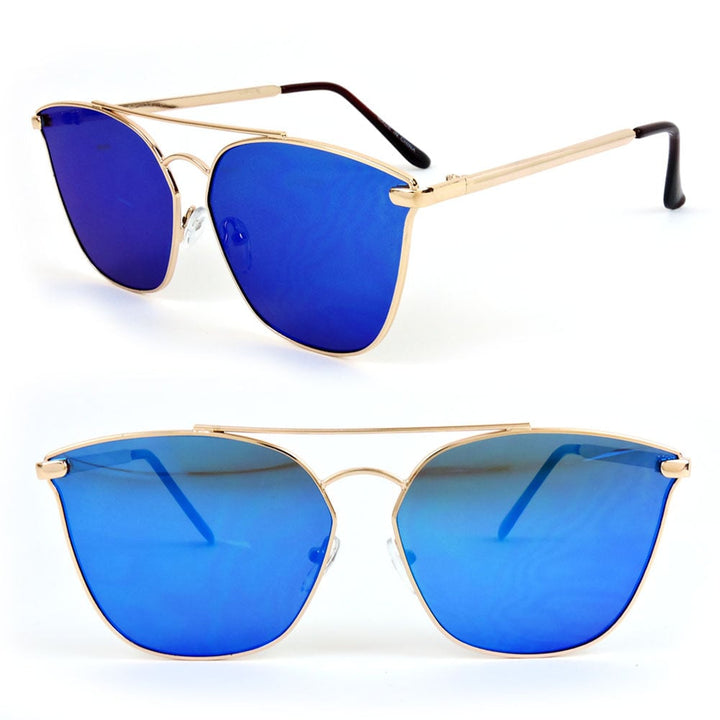 Lux Golden Metal Frame Colorful Mirror Sunglasses UV400 Lens Fashion SunGlasses Image 1
