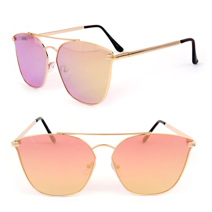 Lux Golden Metal Frame Colorful Mirror Sunglasses UV400 Lens Fashion SunGlasses Image 6
