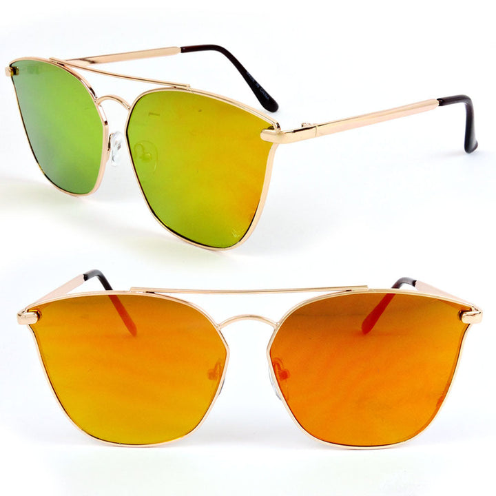 Lux Golden Metal Frame Colorful Mirror Sunglasses UV400 Lens Fashion SunGlasses Image 7