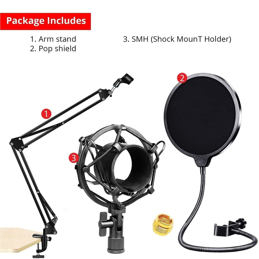 Professional Microphone Stand Heavy Duty Suspension Scissor Arm Stand and Windscreen Mask Shield RM STND 2 (with Pop Image 7