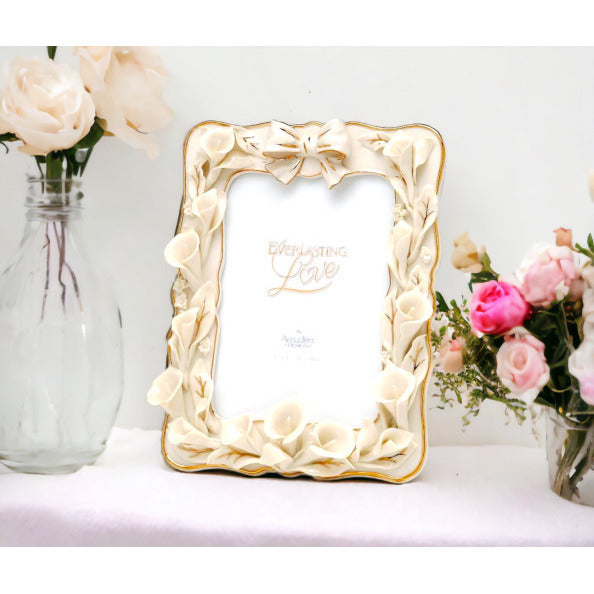 Ceramic Cala Lilies 5" X 7" Wedding Photo FrameWedding Dcor or GiftAnniversary Dcor or GiftHome Dcor, Image 2