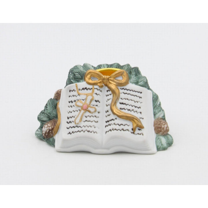 Ceramic Bible on Pine CandleholderReligious DcorReligious GiftChurch Dcor, Image 4