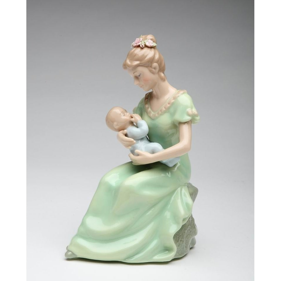 Ceramic Mom Holding Baby Boy Music BoxHome DcorNursery Room Dcor, Image 3