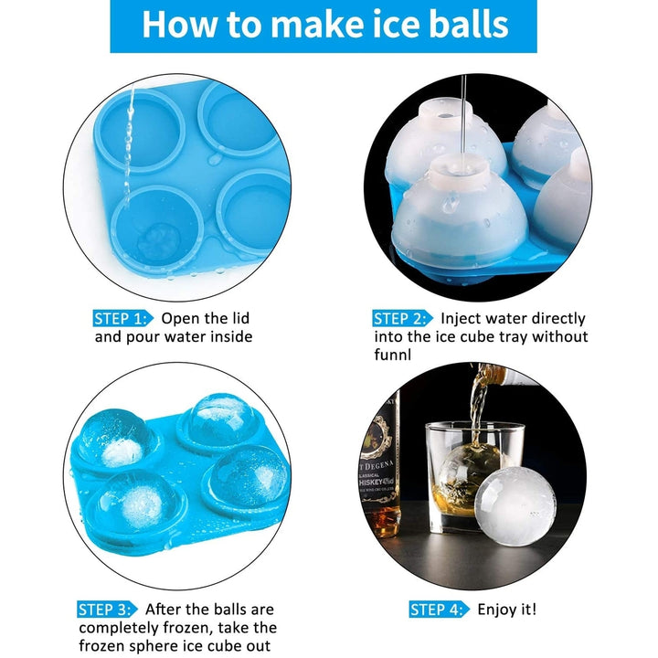 Silicone Sphere Ice Cube Trays with LidsCreates 8 Giant Sphere Ice CubesBPA FreeIce Ball Maker Image 7