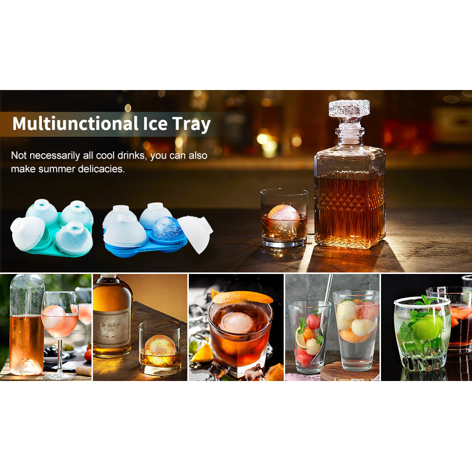 Silicone Sphere Ice Cube Trays with LidsCreates 8 Giant Sphere Ice CubesBPA FreeIce Ball Maker Image 8
