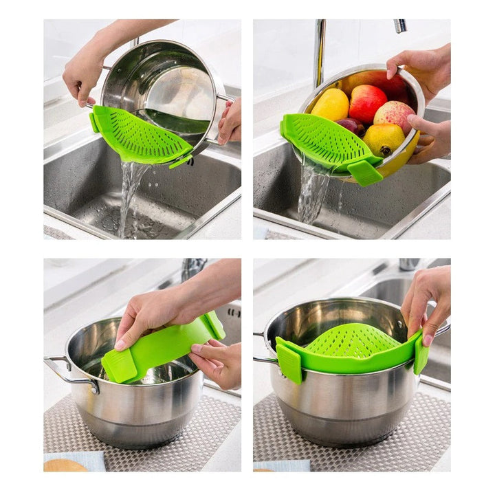 (2 Pack) Clip-on Silicone Pot Strainer Heat Resistant Clip On Strainer for Pots Pans Bowls Image 4