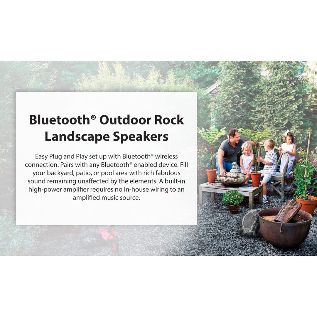 SoundPro Dual Bluetooth Outdoor Weatherproof Rock Landscape Speakers Image 8