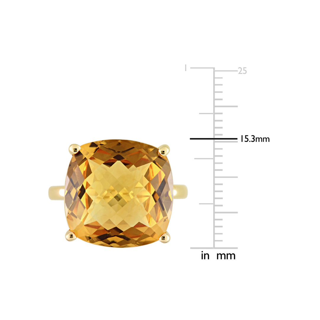 15.00 Carat (ctw) Cushion-Cut Citrine Ring in 14K Yellow Gold Image 4