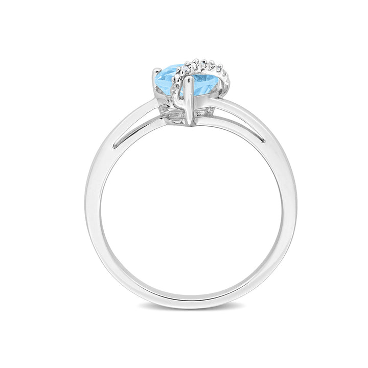 1.00 Carat (ctw) Sky-Blue Topaz Heart Ring in Sterling Silver with Accent Diamonds Image 3