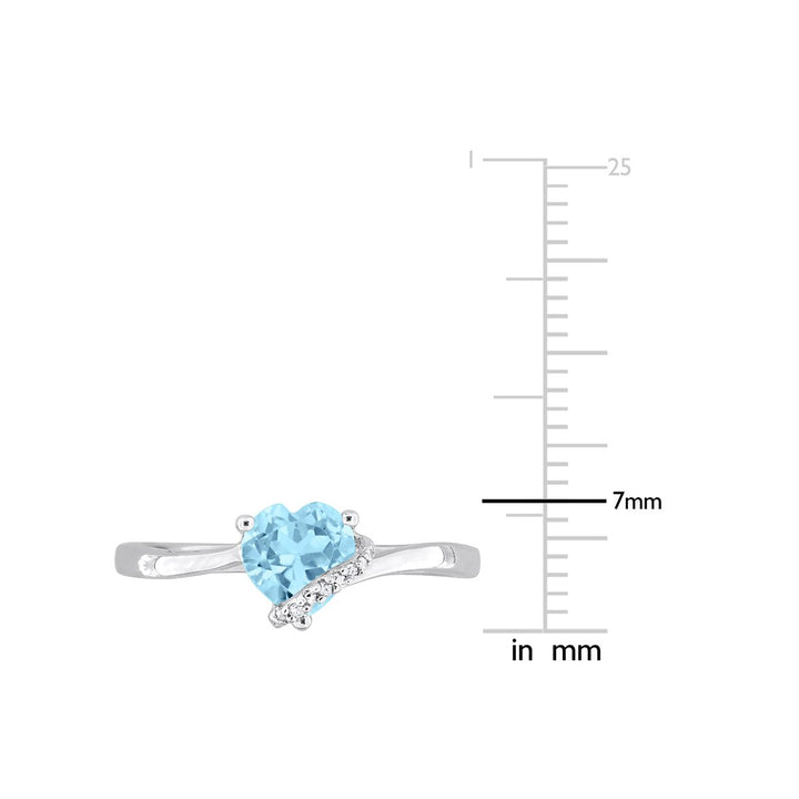 1.00 Carat (ctw) Sky-Blue Topaz Heart Ring in Sterling Silver with Accent Diamonds Image 4