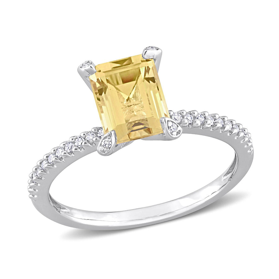 1.50 Carat (ctw) Citrine Ring in 10K Yellow Gold with Diamonds Image 1