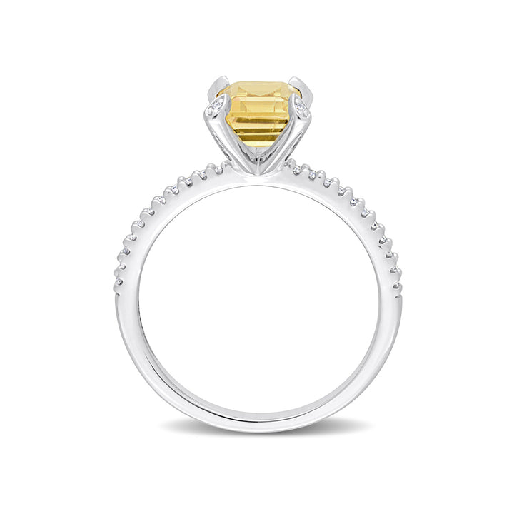 1.50 Carat (ctw) Citrine Ring in 10K Yellow Gold with Diamonds Image 4