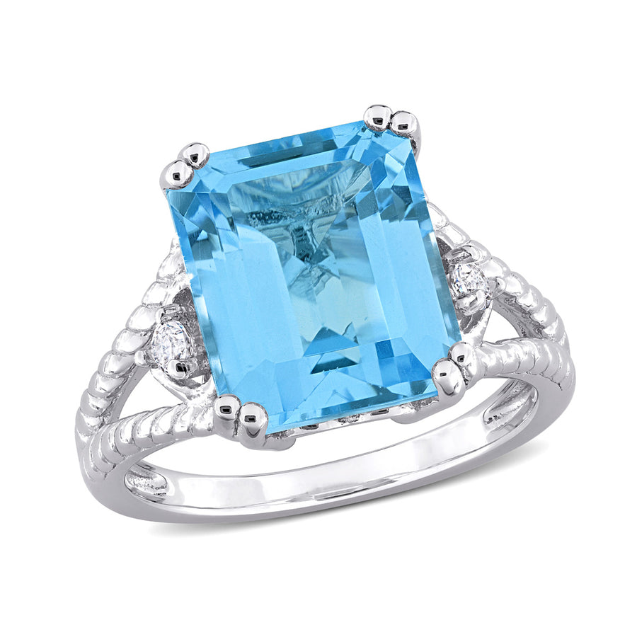 7.57 Carat (ctw) Sky Blue Topaz and White Topaz Ring in Sterling Silver Image 1