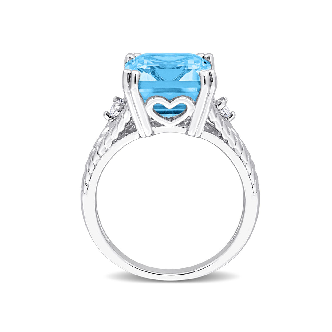 7.57 Carat (ctw) Sky Blue Topaz and White Topaz Ring in Sterling Silver Image 3
