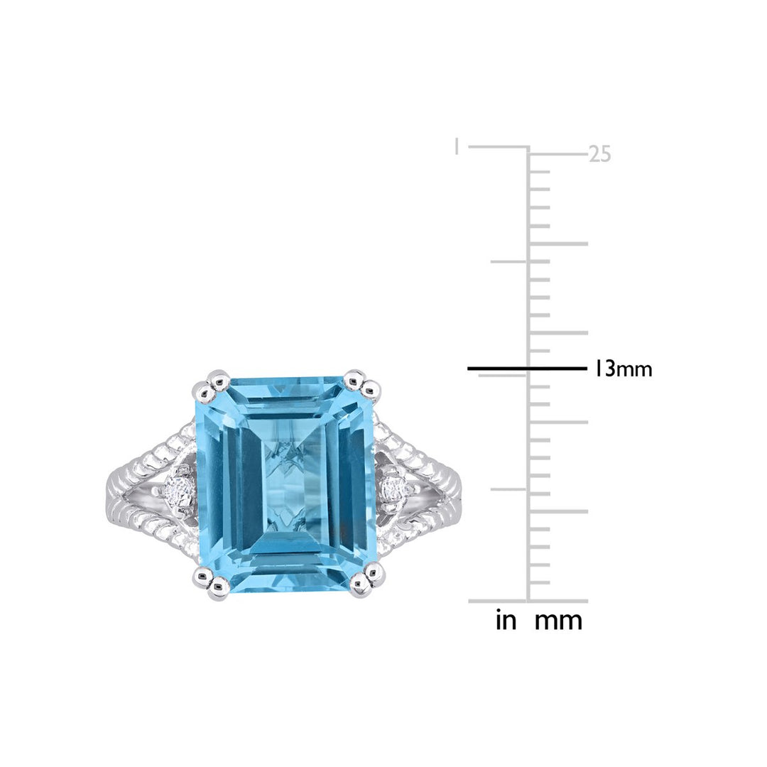 7.57 Carat (ctw) Sky Blue Topaz and White Topaz Ring in Sterling Silver Image 4