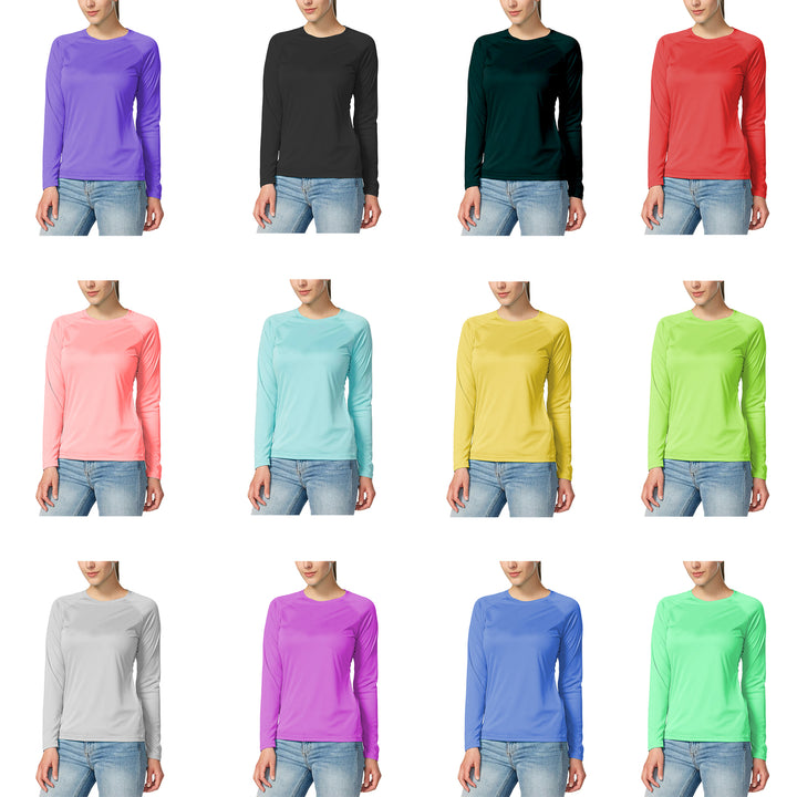 5-Pack: Womens Dri-Fit Moisture-Wicking Breathable Long Sleeve T-Shirt Image 3
