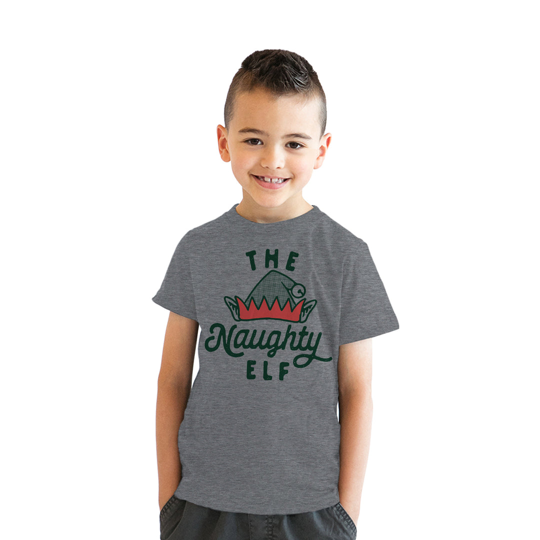Youth The Naughty Elf T Shirt Funny Bad Behavior Xmas Elves Joke Tee For Kids Image 4