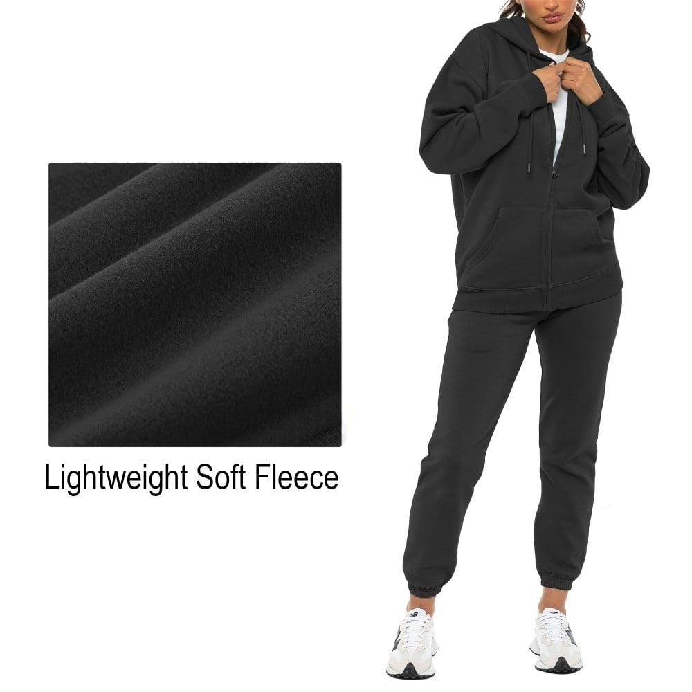 Womens Athletic Winter Warm Fleece Lined Full Zip Up Jogger Sweatsuit Plus Size Available Image 6