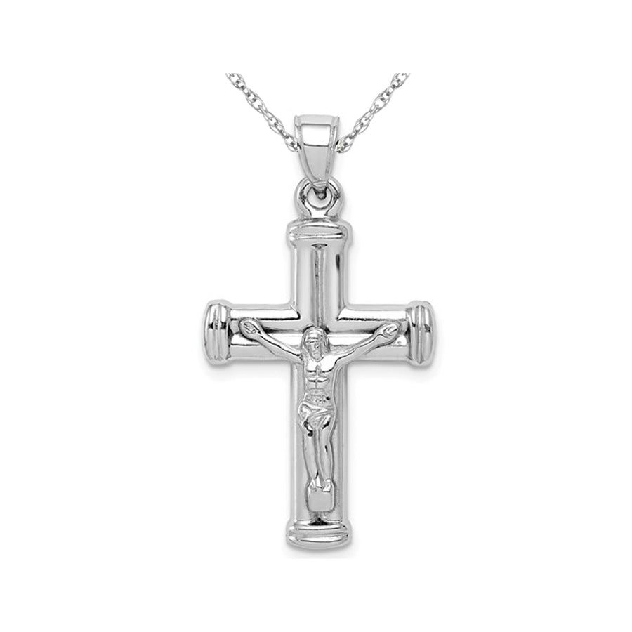 Sterling Silver Reversible Latin Crucifix Cross Pendant Necklace with Chain Image 1