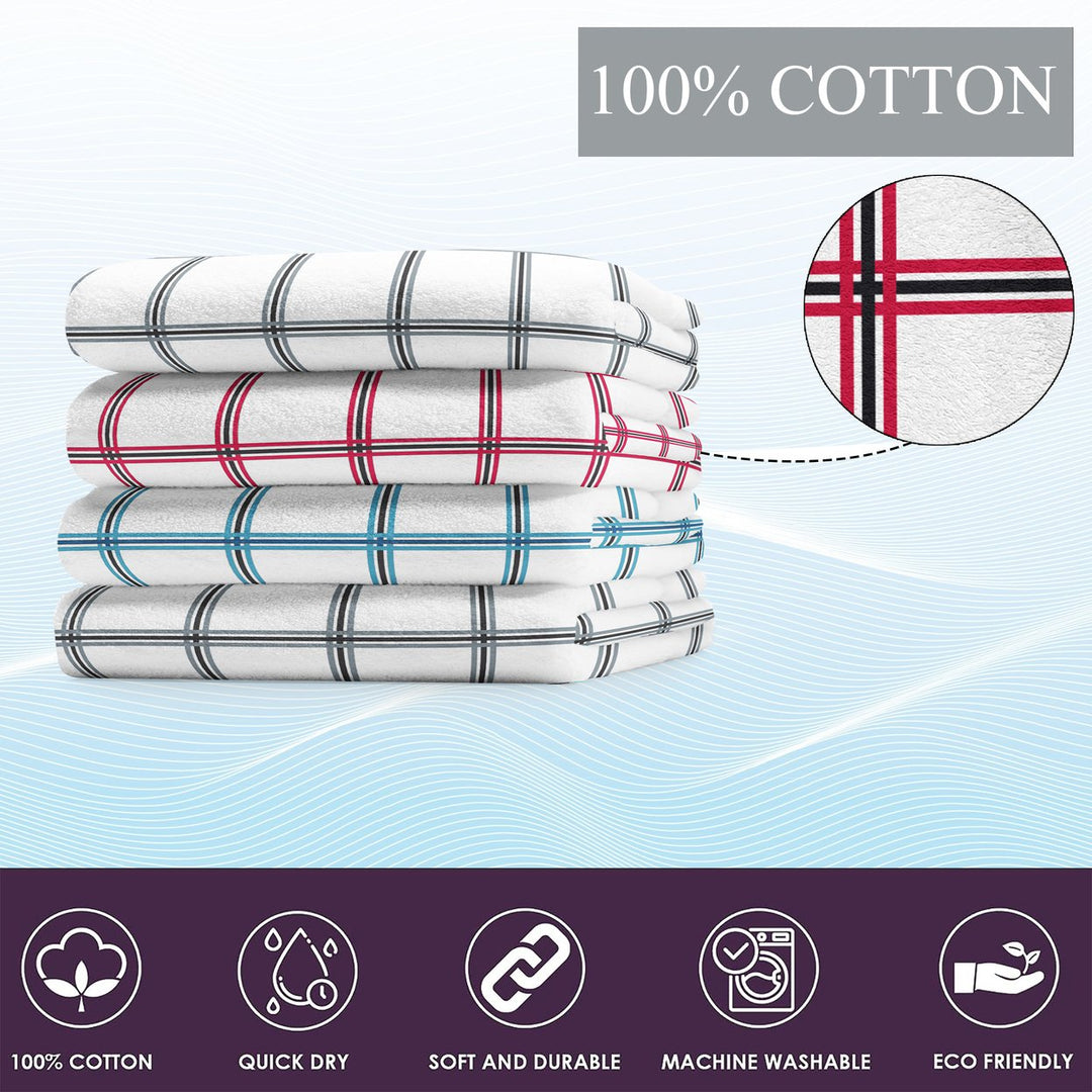 Multi-Pack: Oversized Absorbent Ultra-Soft 100% Cotton Plaid Premium Kitchen Dish Linen Towels 15"x25" Image 7