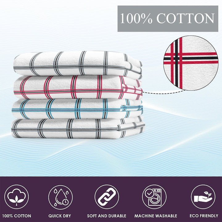 Multi-Pack: Oversized Absorbent Ultra-Soft 100% Cotton Plaid Premium Kitchen Dish Linen Towels 15"x25" Image 7