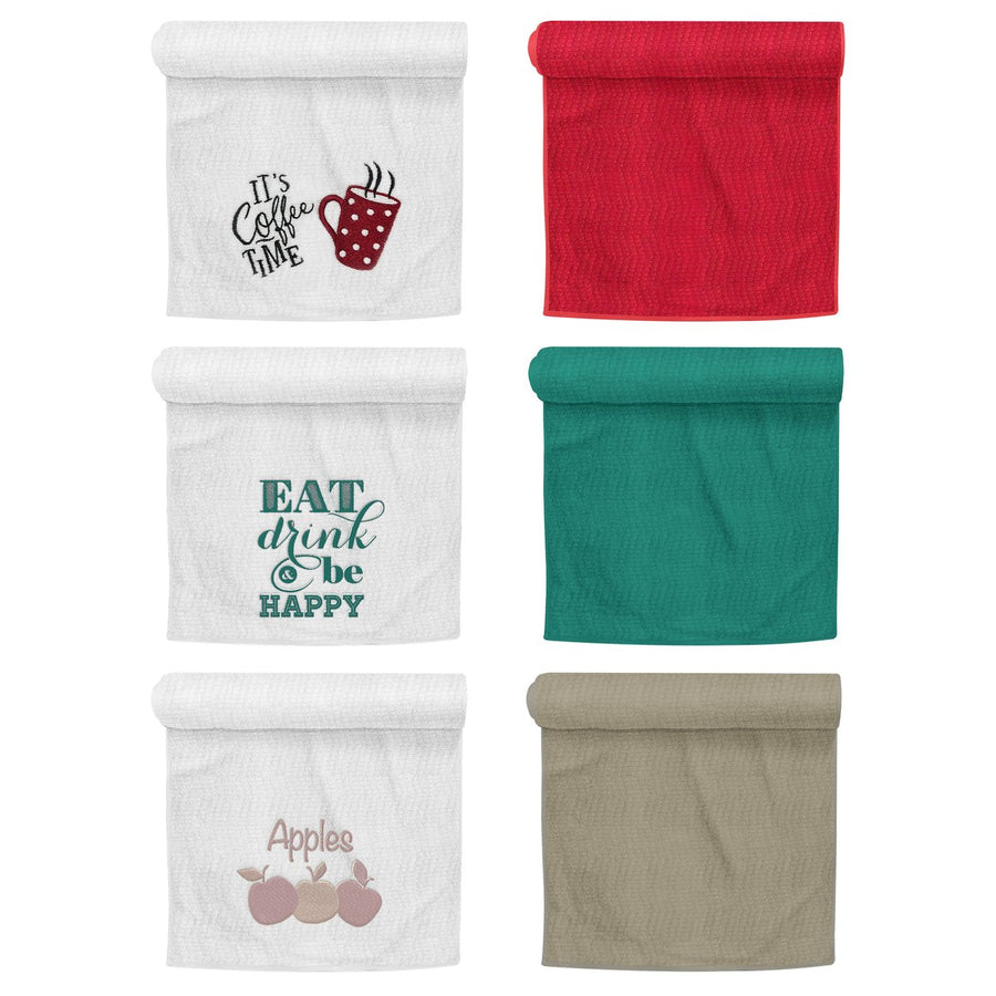 Multi-Pack: Ultra-Soft Super Absorbent Decorative 100% Cotton Embroidered Kitchen Dish Linen Towels Image 1