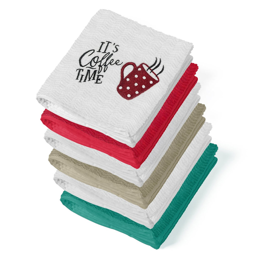 Multi-Pack: Ultra-Soft Super Absorbent Decorative 100% Cotton Embroidered Kitchen Dish Linen Towels Image 2