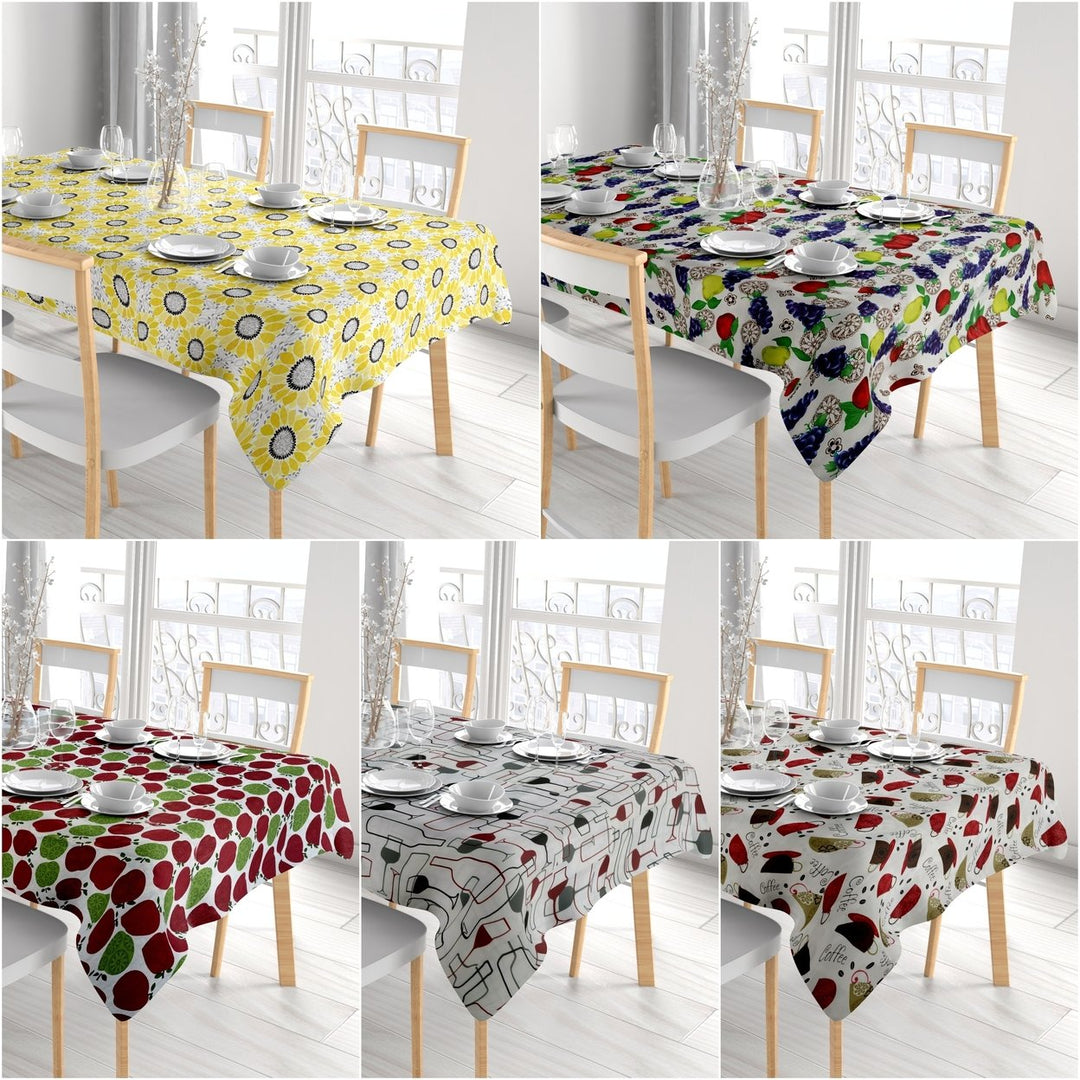 Multi-Pack: Kitchen Dining Water-Resistant Oil Proof Flannel Back PVC Vinyl Tablecloth Image 3
