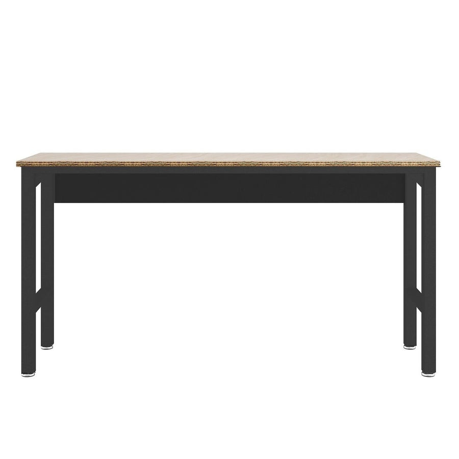 Fortress 72.4" Natural Wood and Steel Garage Table y Image 1