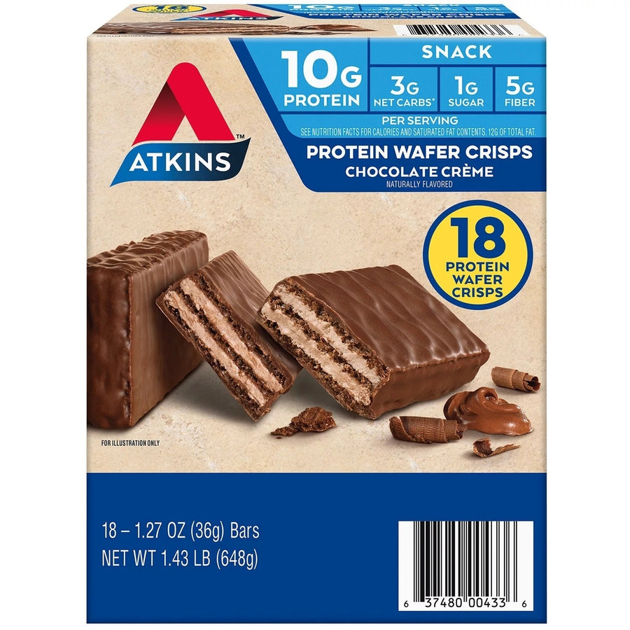 Atkins Protein Wafer CrispsChocolate Creme1.27 Ounce (Pack of 18) Image 1