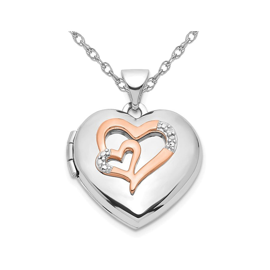 Heart Locket Pendant Necklace in Sterling Silver with Chain Image 1