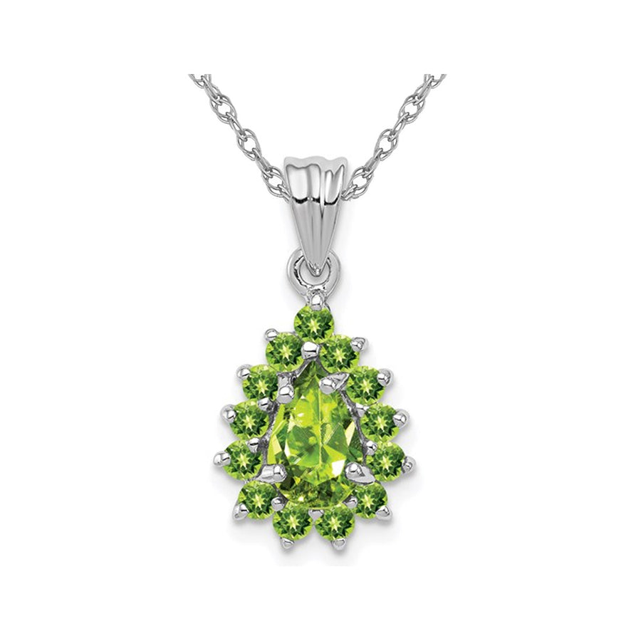 1.30 Carat (ctw) Natural Green Peridot Drop Pendant Necklace in Sterling Silver with Chain Image 1