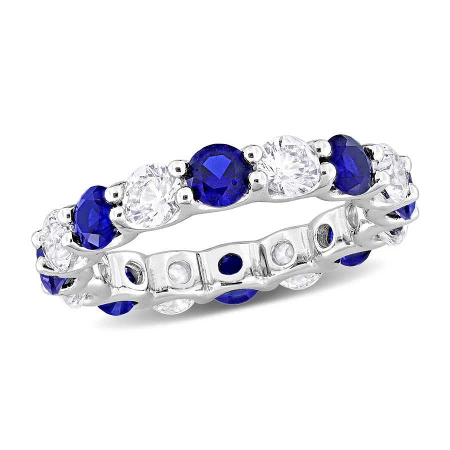 4.96 (ctw) Lab-Created Blue and White Sapphire Ring in Sterling Silver Image 1