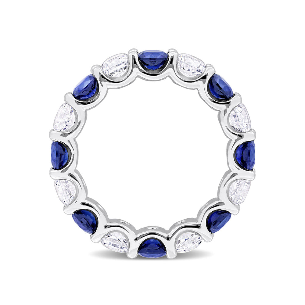 4.96 (ctw) Lab-Created Blue and White Sapphire Ring in Sterling Silver Image 2