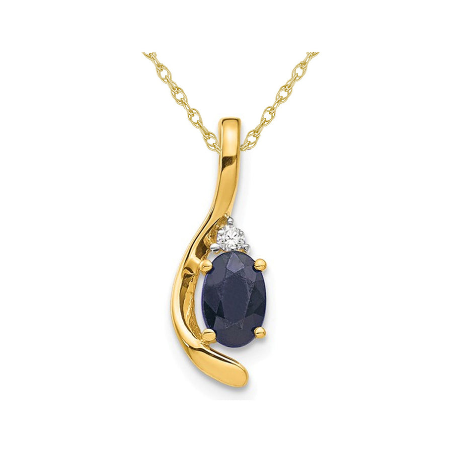 1/2 Carat (ctw) Blue Sapphire Pendant Necklace in 14K Gold with Chain Image 1