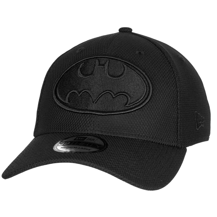 Batman Symbol Black on Black  Era 39Thirty Fitted Hat Image 1