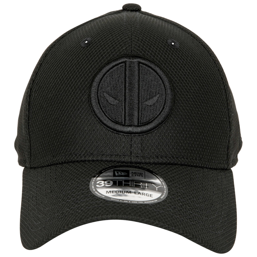 Deadpool Logo Black on Black Colorway  Era 39Thirty Fitted Hat Image 2