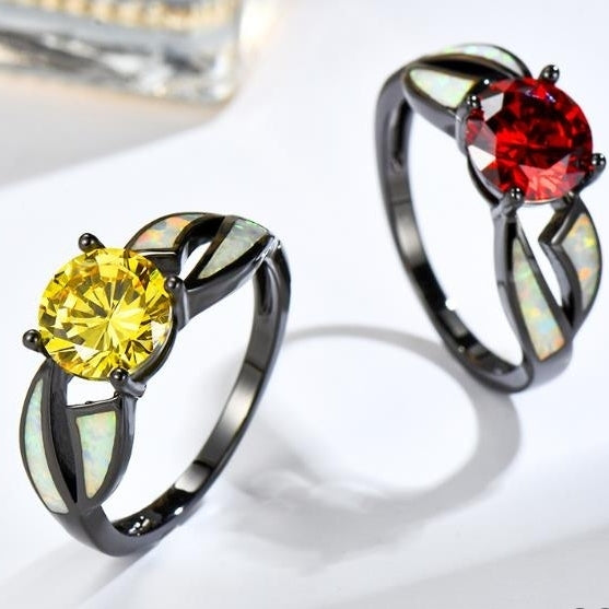Colorful Stone Diamond Ring for Womens Auspicious Treasure Colorful Headpiece Jewelry Ring Image 1