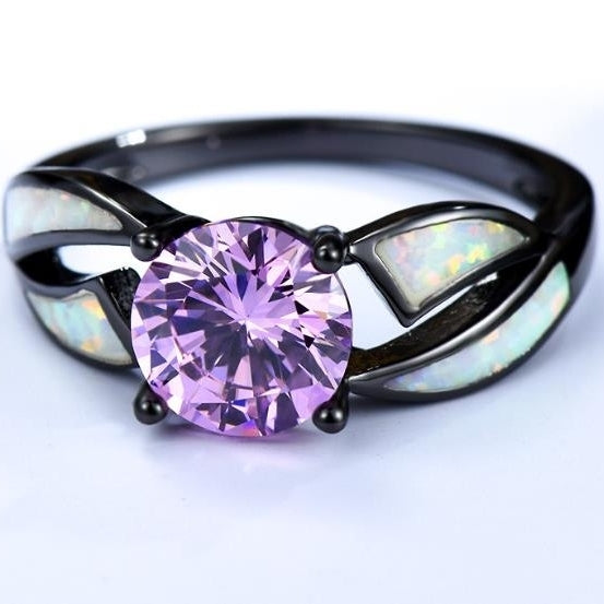 Colorful Stone Diamond Ring for Womens Auspicious Treasure Colorful Headpiece Jewelry Ring Image 2
