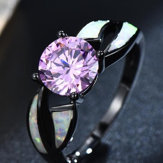 Colorful Stone Diamond Ring for Womens Auspicious Treasure Colorful Headpiece Jewelry Ring Image 3