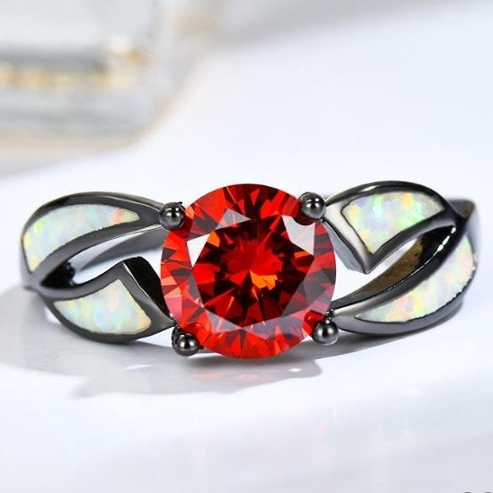 Colorful Stone Diamond Ring for Womens Auspicious Treasure Colorful Headpiece Jewelry Ring Image 4