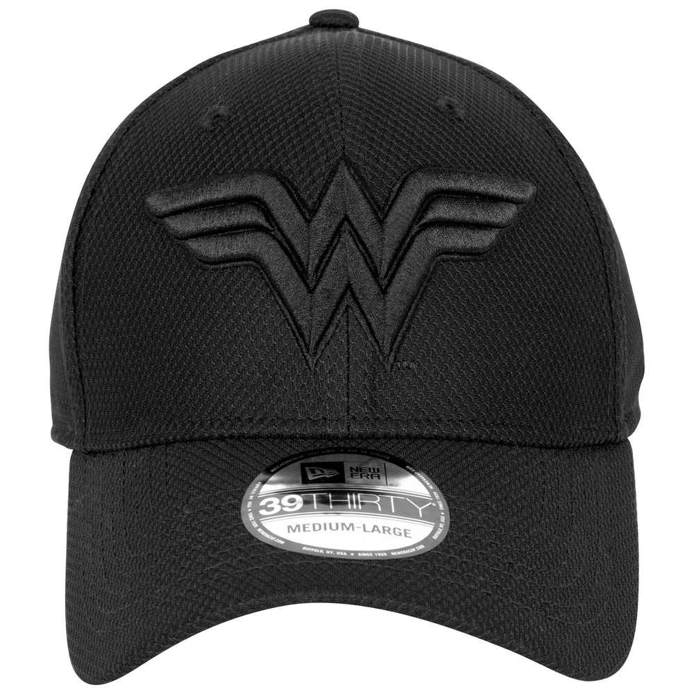 Wonder Woman Logo Black on Black Colorway  Era 39Thirty Fitted Hat Image 2
