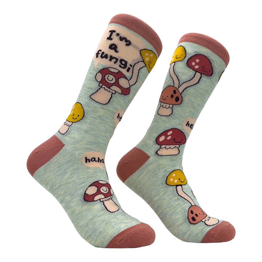 Womens Im A Fungi Socks Funny Laughing Joking Mushrooms Novelty Footwear Image 1