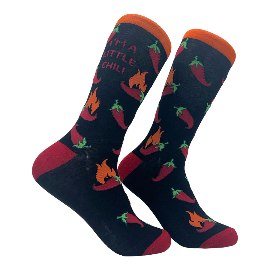 Womens Im A Little Chili Socks Funny Spicy Hot Peppers Joke Footwear Image 1