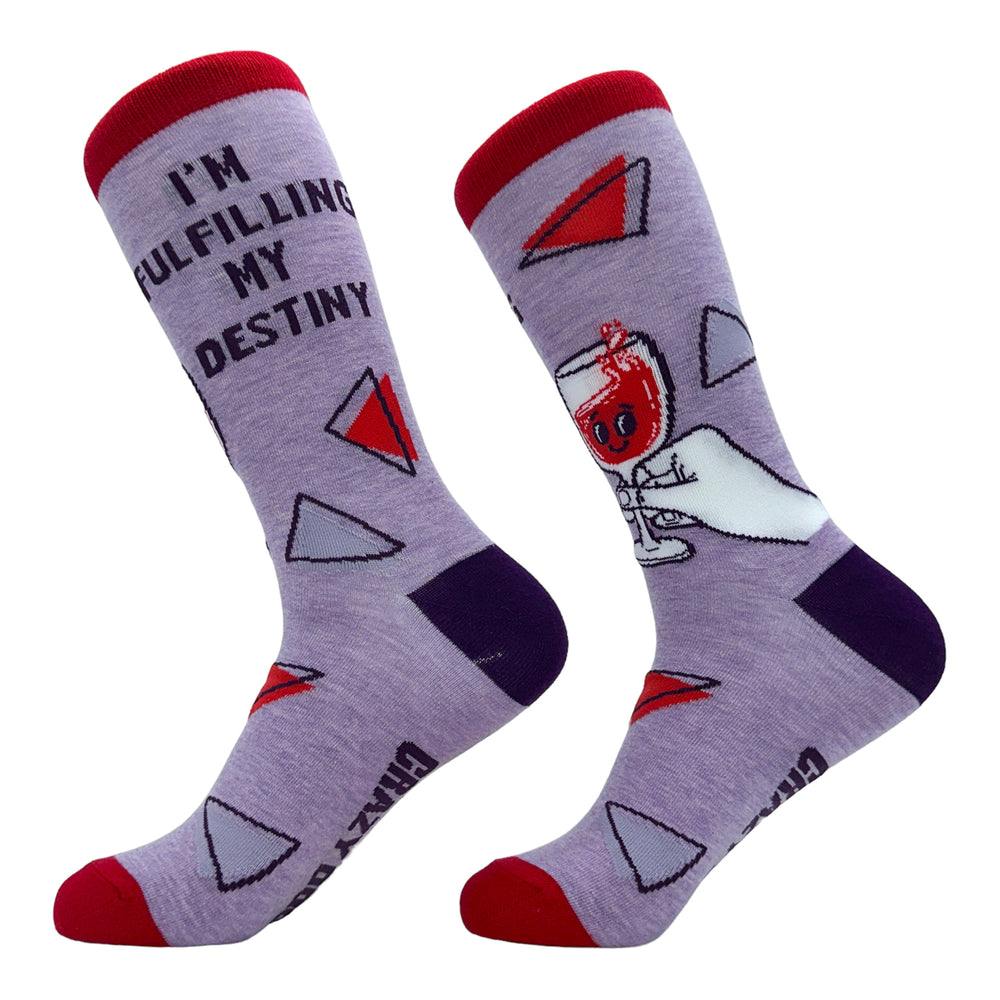 Womens Im Fulfilling My Destiny Wine Socks Funny Drinking Lovers Novelty Footwear Image 2