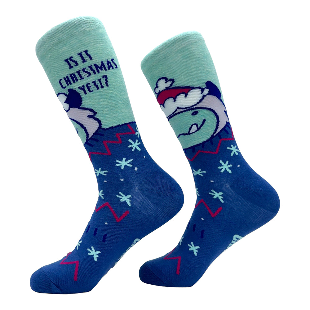 Womens Is It Christmas Yeti Socks Funny Cute Xmas Abominable Snowman Bigfoot Joke Footwear Image 2