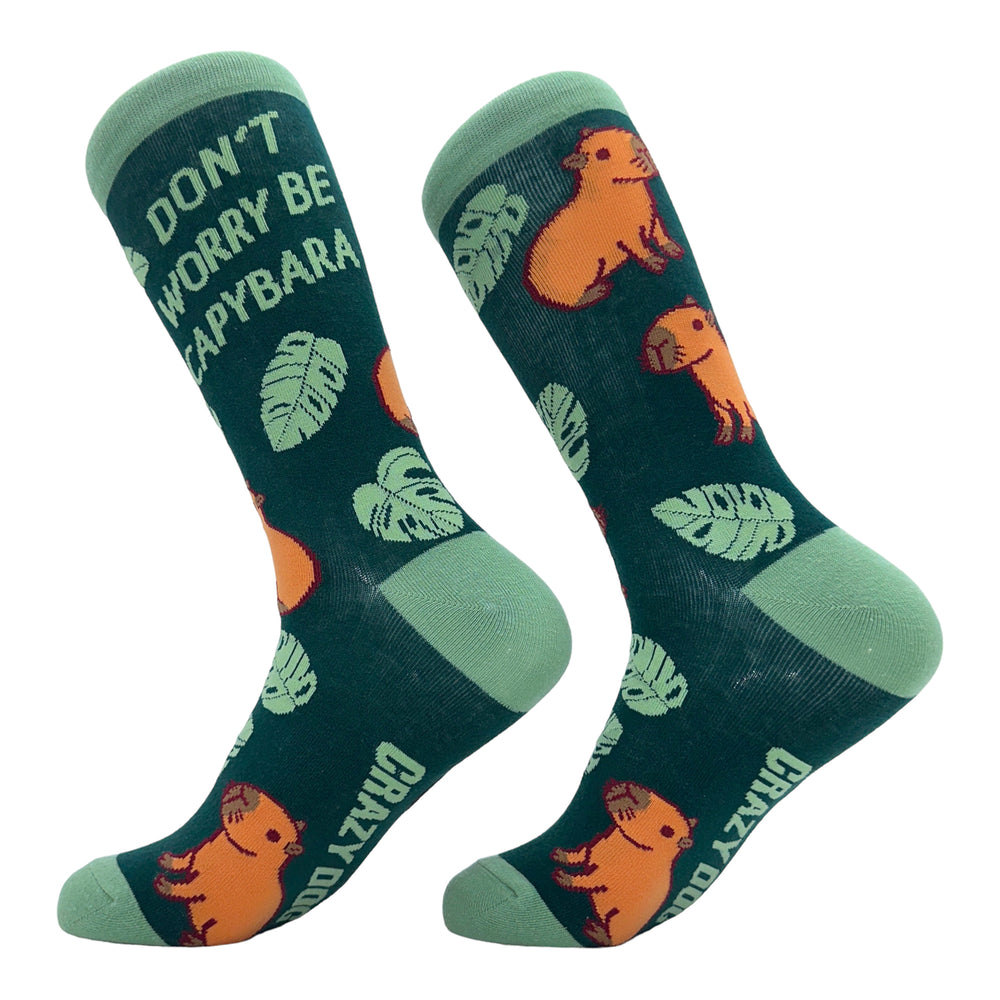 Womens Dont Worry Be Capybara Socks Funny Sarcastic Parody Lyrics Footwear Image 2
