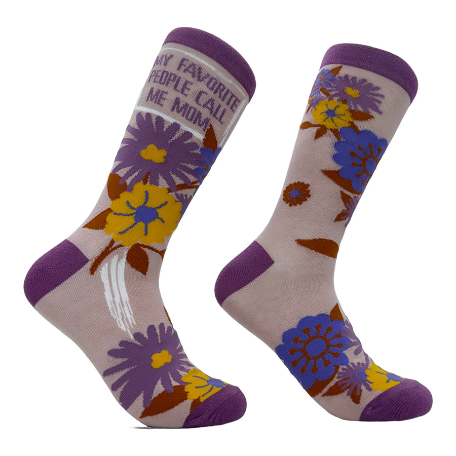 Womens My Favorite People Call Me Mom Socks Funny Cute Flowers Mothers Day Gift Footwear Image 1